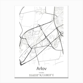 Arlov,Sweden Minimalist Map Canvas Print