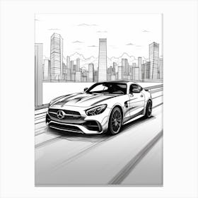 Mercedes Benz Amg Gt City Drawing 2 Canvas Print