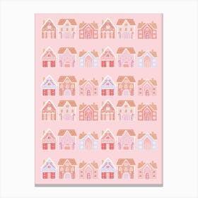 Winter Village Pink Canvas Print