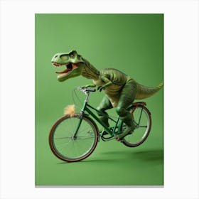 Dinosaur Riding A Bike Canvas Print