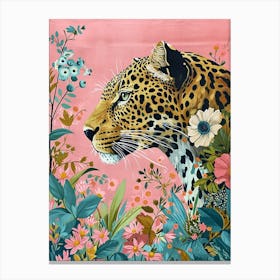 Floral Animal Painting Leopard 3 Canvas Print