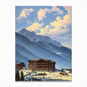 Madonna Di Campiglio, Italy Ski Resort Vintage Landscape 2 Skiing Poster Canvas Print