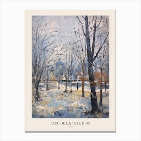Winter City Park Poster Parc De La Tete D Or Lyon France 1 Canvas Print