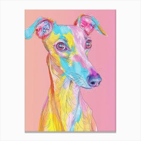 Greyhound Dog Pastel Line Watercolour Illustration  4 Canvas Print