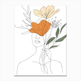 Woman With Flowers In Her Head Canvas Print