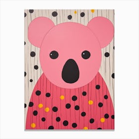 Pink Polka Dot Koala 2 Canvas Print