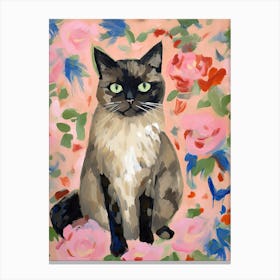 A Birman Cat Painting, Impressionist Painting 1 Canvas Print