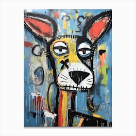 Urban Dog Serenade: Basquiat-Styled Street Art Canvas Print