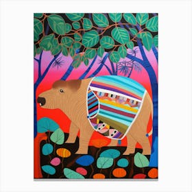Maximalist Animal Painting Capybara 1 Canvas Print