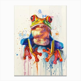 Frog Colourful Watercolour 4 Canvas Print