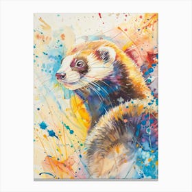 Ferret Colourful Watercolour 4 Canvas Print