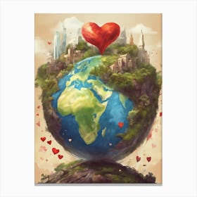 Earth With Heart Canvas Print