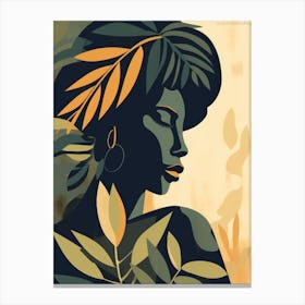 Portrait Of A Woman With Leaves 5 Canvas Print