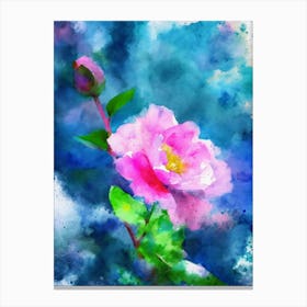 Watercolor Pink Rose Painting Canvas Print