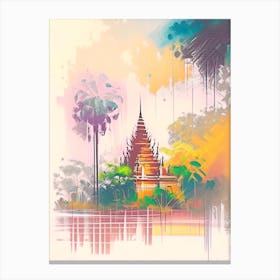 Kep Cambodia Watercolour Pastel Tropical Destination Canvas Print