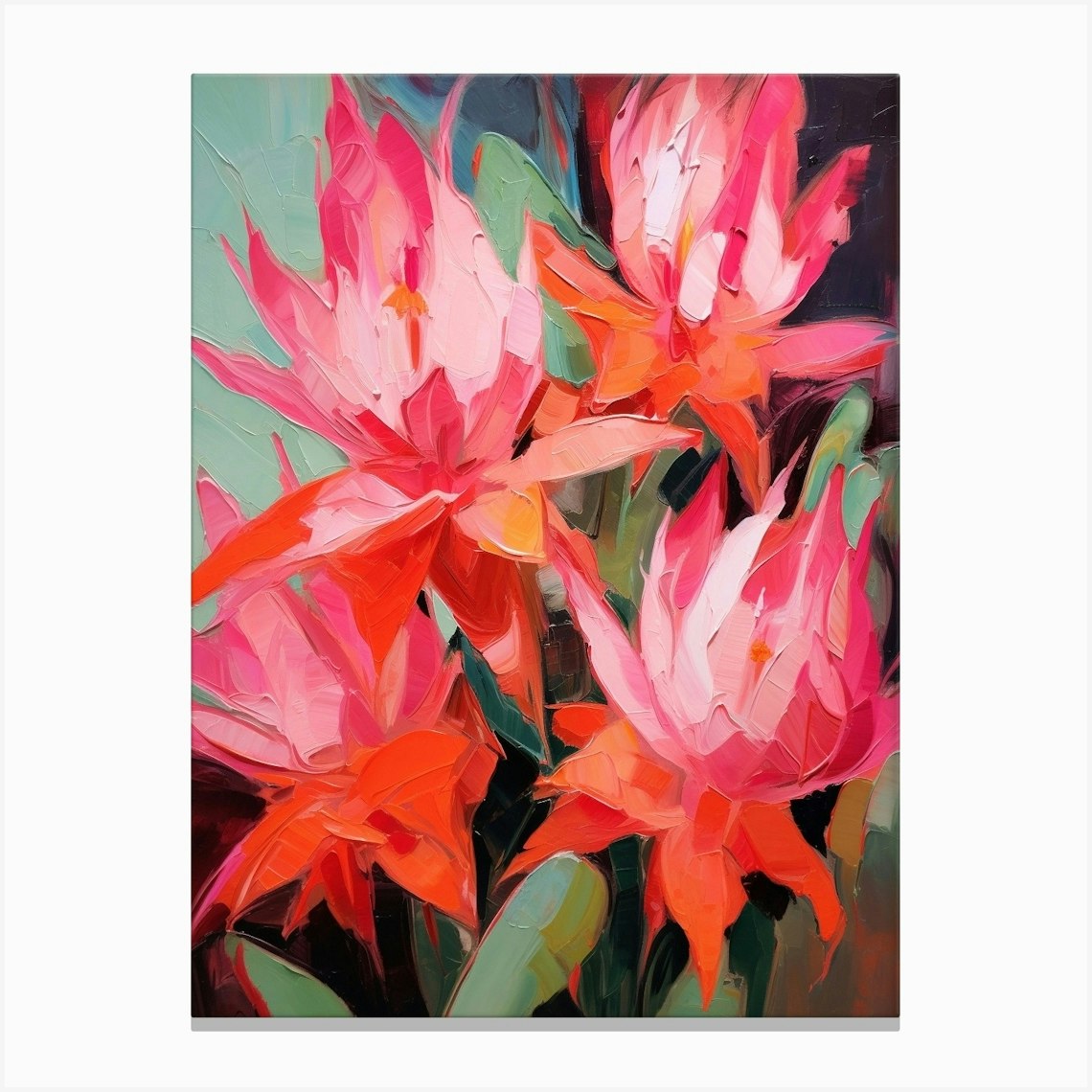 Cactus Painting Easter Cactus 2 Canvas Print by Botanic Studio