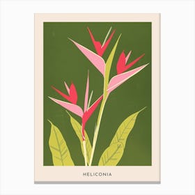 Pink & Green Heliconia 1 Flower Poster Canvas Print