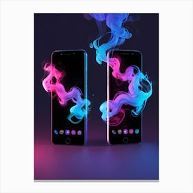 Two Smartphones With Smoke Canvas Print