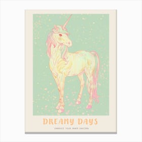 Rainbow Pastel Unicorn Storybook Style 2 Poster Canvas Print
