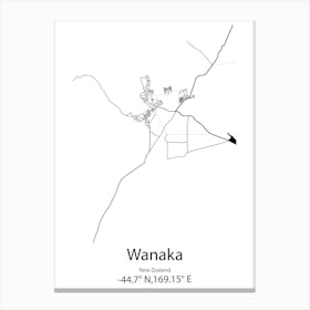 Wanaka,New Zealand Minimalist Map Canvas Print