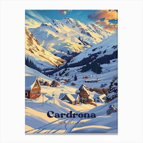 Cardrona New Zealand Winter Art Illustration Canvas Print