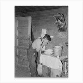 Mexican Beet Worker Washing Up After A Day S Work Near East Grand Forks, Minnesota By Russell Lee Canvas Print