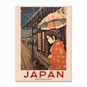 Nachi Katsuura, Visit Japan Vintage Travel Art 1 Canvas Print