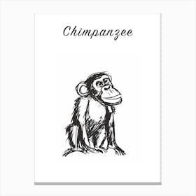 B&W Chimpanzee Poster Canvas Print