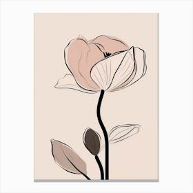 Line Art Tulips Flowers Illustration Neutral 12 Canvas Print
