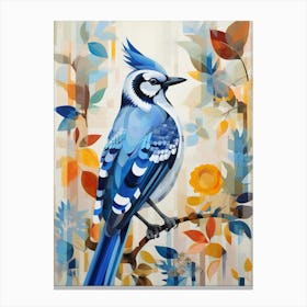 Bird Painting Collage Blue Jay 2 Canvas Print