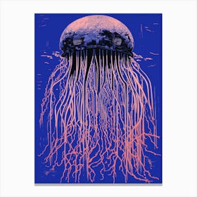 Comb Jellyfish Linoprint 3 Canvas Print