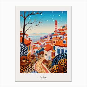 Poster Of Lisbon, Illustration In The Style Of Pop Art 1 Canvas Print