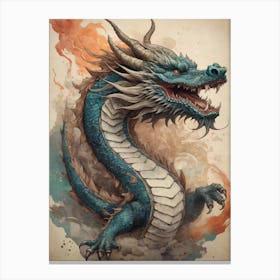 Japanese Dragon Vintage Painting (11) Canvas Print
