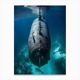 Submarine In The Ocean-Reimagined 19 Canvas Print