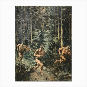 Men Running Redwoods 1 Fy V Canvas Print