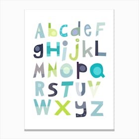 Grey And Green Alphabet Canvas Print