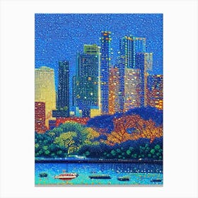 Austin Texas, City Us  Pointillism Canvas Print