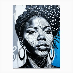 Graffiti Mural Of Beautiful Black Woman 72 Canvas Print