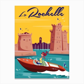 La Rochelle Poster Yellow & Blue Canvas Print