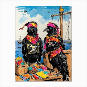 Crows On A Ship Canvas Print