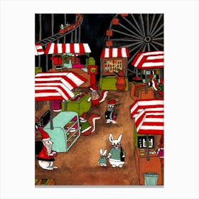 Folklore Country Animals Christmas Fair Canvas Print