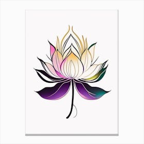 Lotus Flower, Buddhist Symbol Abstract Line Drawing 2 Canvas Print