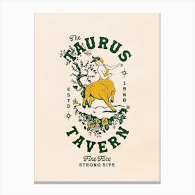 Taurus Vintage Toile Tavern Art Canvas Print