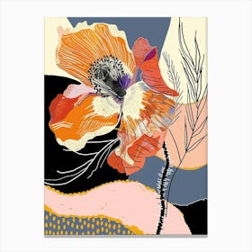 Colourful Flower Illustration Poppy 1 Canvas Print