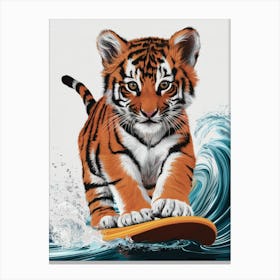 Tiger Cub Surfing Canvas Print