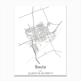 Bauta,Cuba Minimalist Map Canvas Print