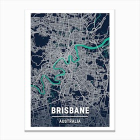 Brisbane City Map Canvas Print