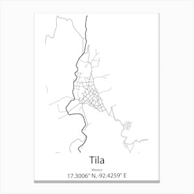 Tila,Mexico Minimalist Map Canvas Print