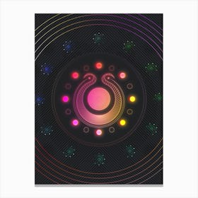 Neon Geometric Glyph in Pink and Yellow Circle Array on Black n.0275 Canvas Print