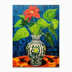 Flowers In A Vase Still Life Painting Poinsettia 4 Canvas Print